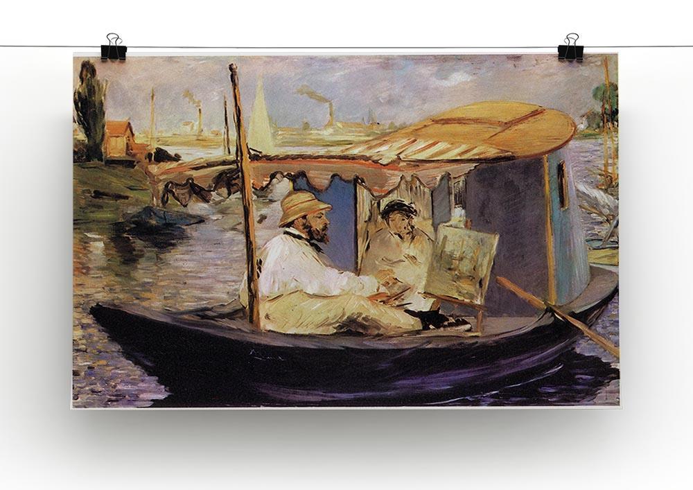 Claude Monet Dans Son Bateau Atelier 1874 by Manet Canvas Print or Poster - Canvas Art Rocks - 2