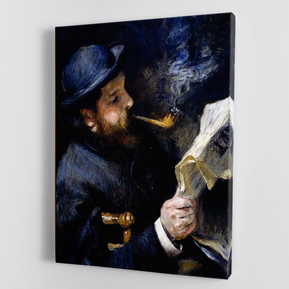 Claude Monet Reading A Newspaper by Renoir Canvas Print or Poster