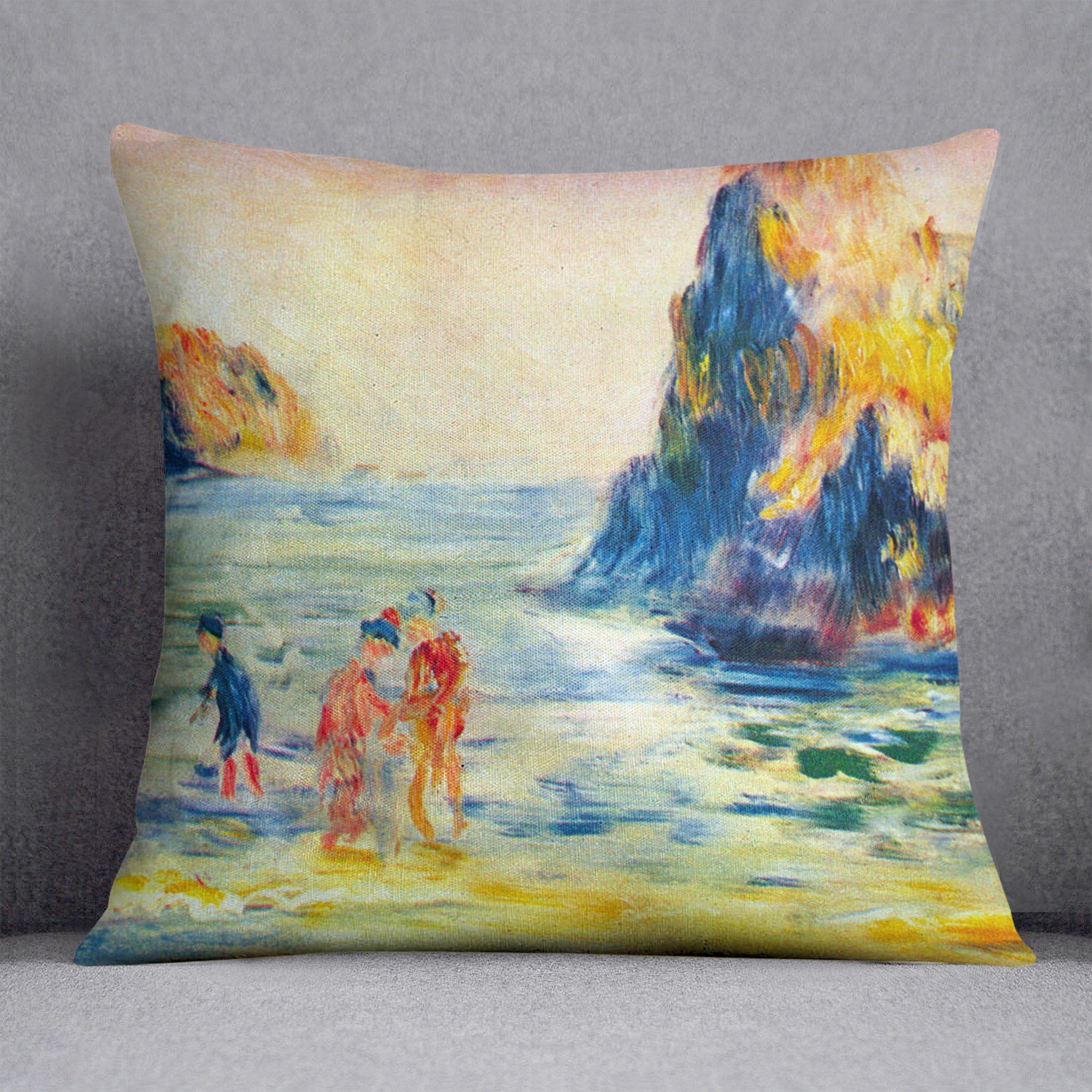 Cliffs at Guernsey by Renoir Throw Pillow