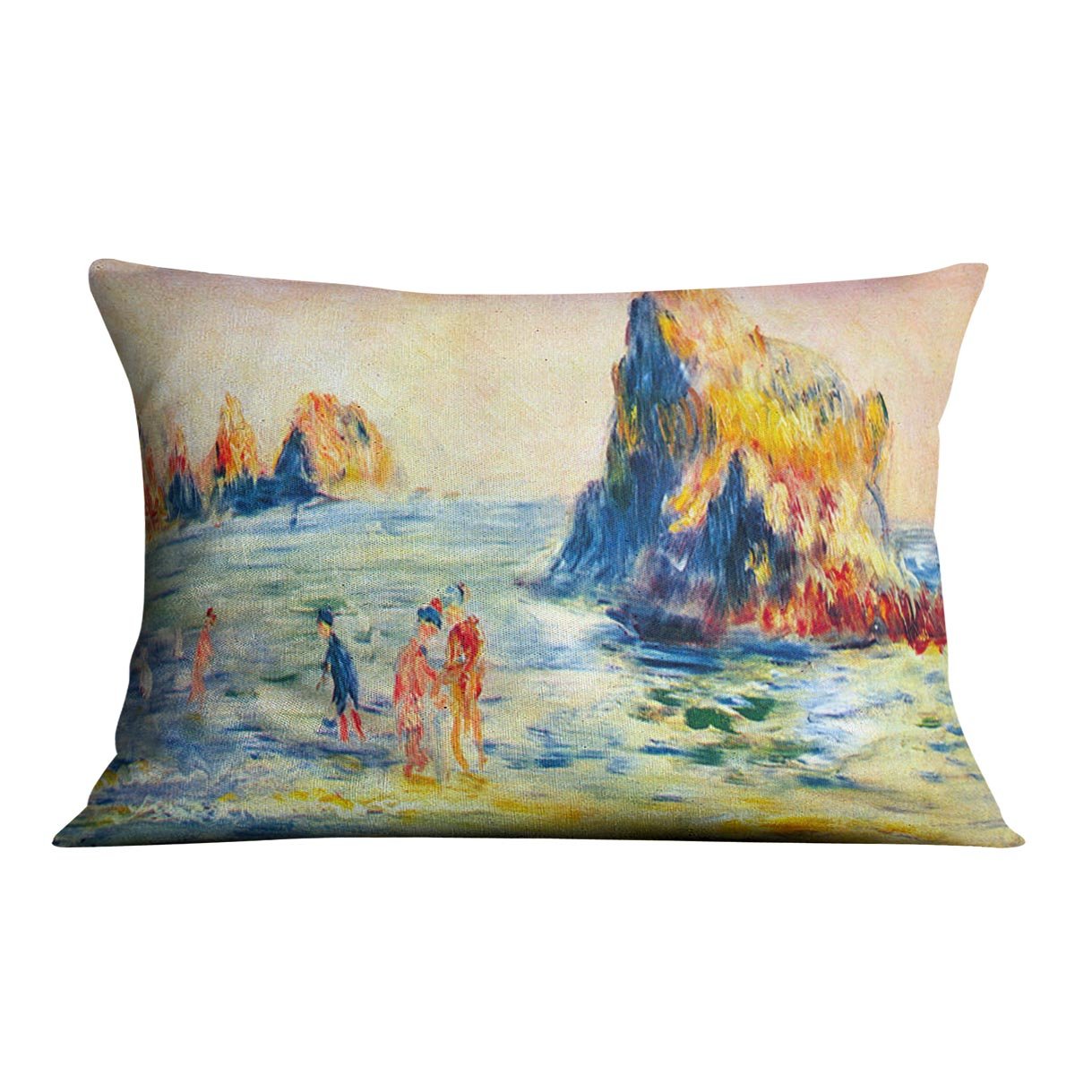 Cliffs at Guernsey by Renoir Throw Pillow