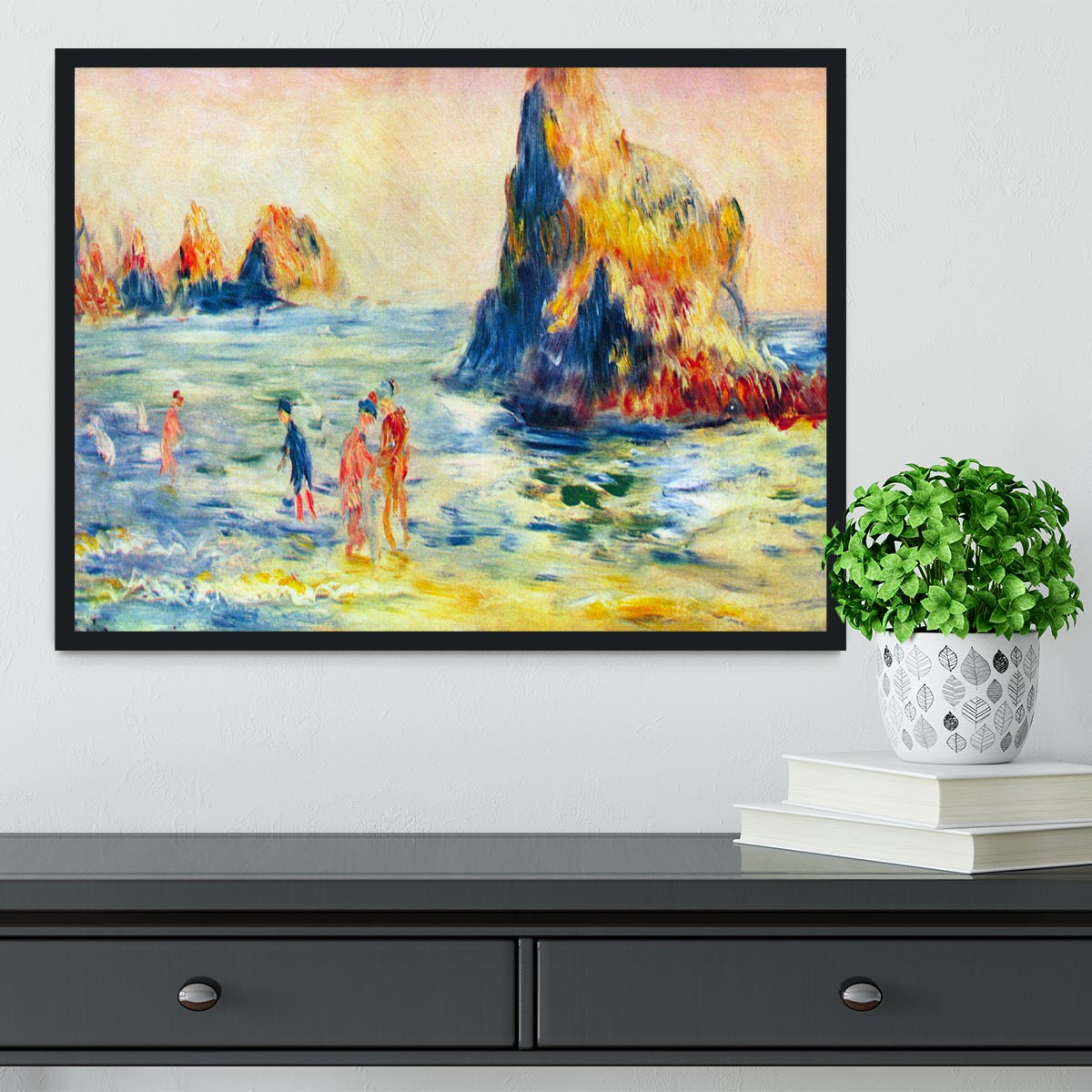 Cliffs at Guernsey by Renoir Framed Print - Canvas Art Rocks - 2