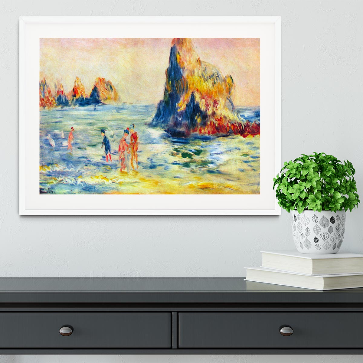 Cliffs at Guernsey by Renoir Framed Print - Canvas Art Rocks - 5