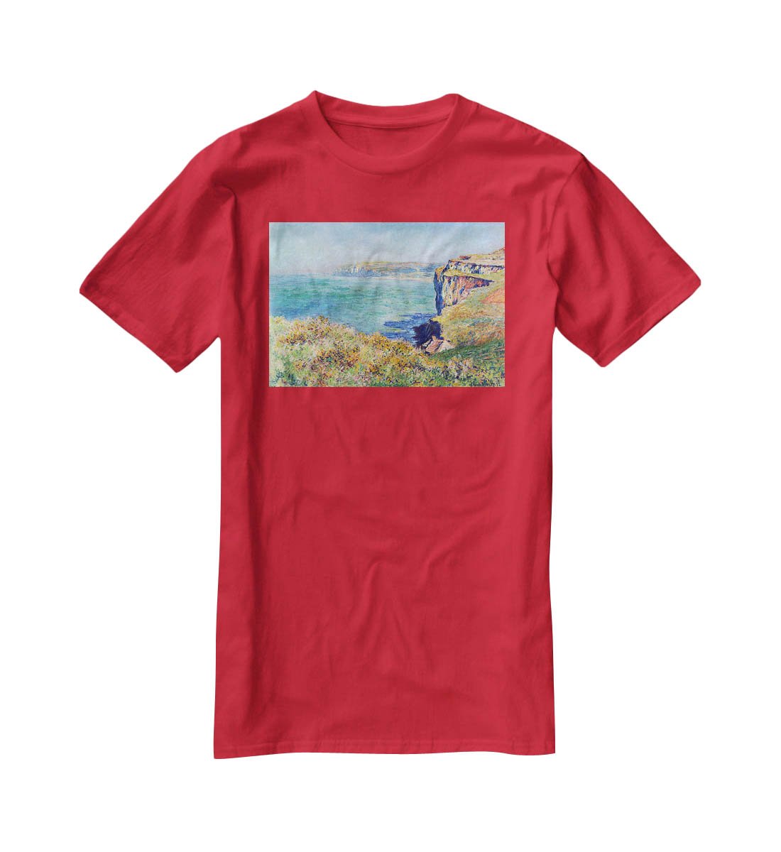 Cliffs at Varengeville by Monet T-Shirt - Canvas Art Rocks - 4