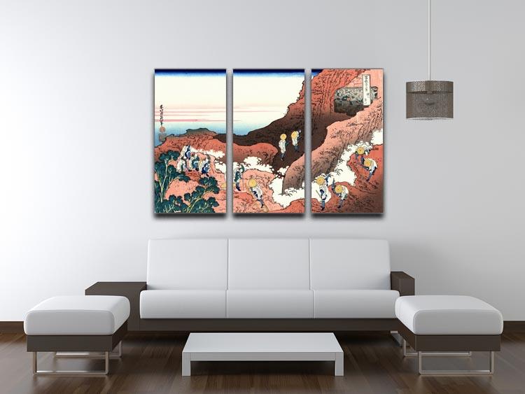 Climbing on Mt. Fuji by Hokusai 3 Split Panel Canvas Print - Canvas Art Rocks - 3
