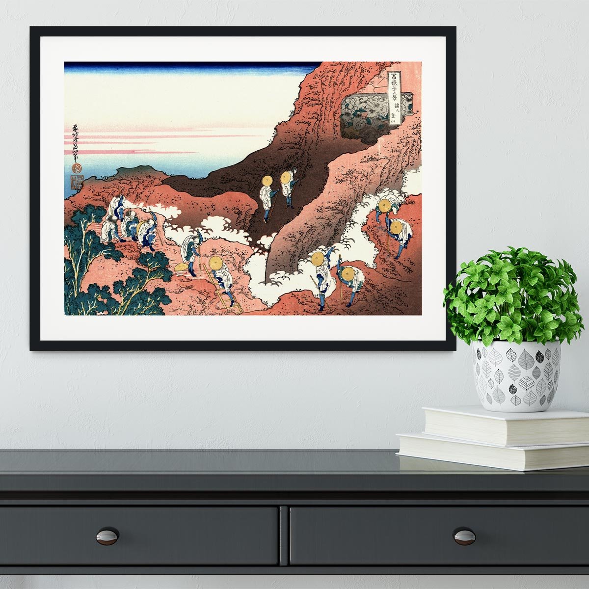 Climbing on Mt. Fuji by Hokusai Framed Print - Canvas Art Rocks - 1