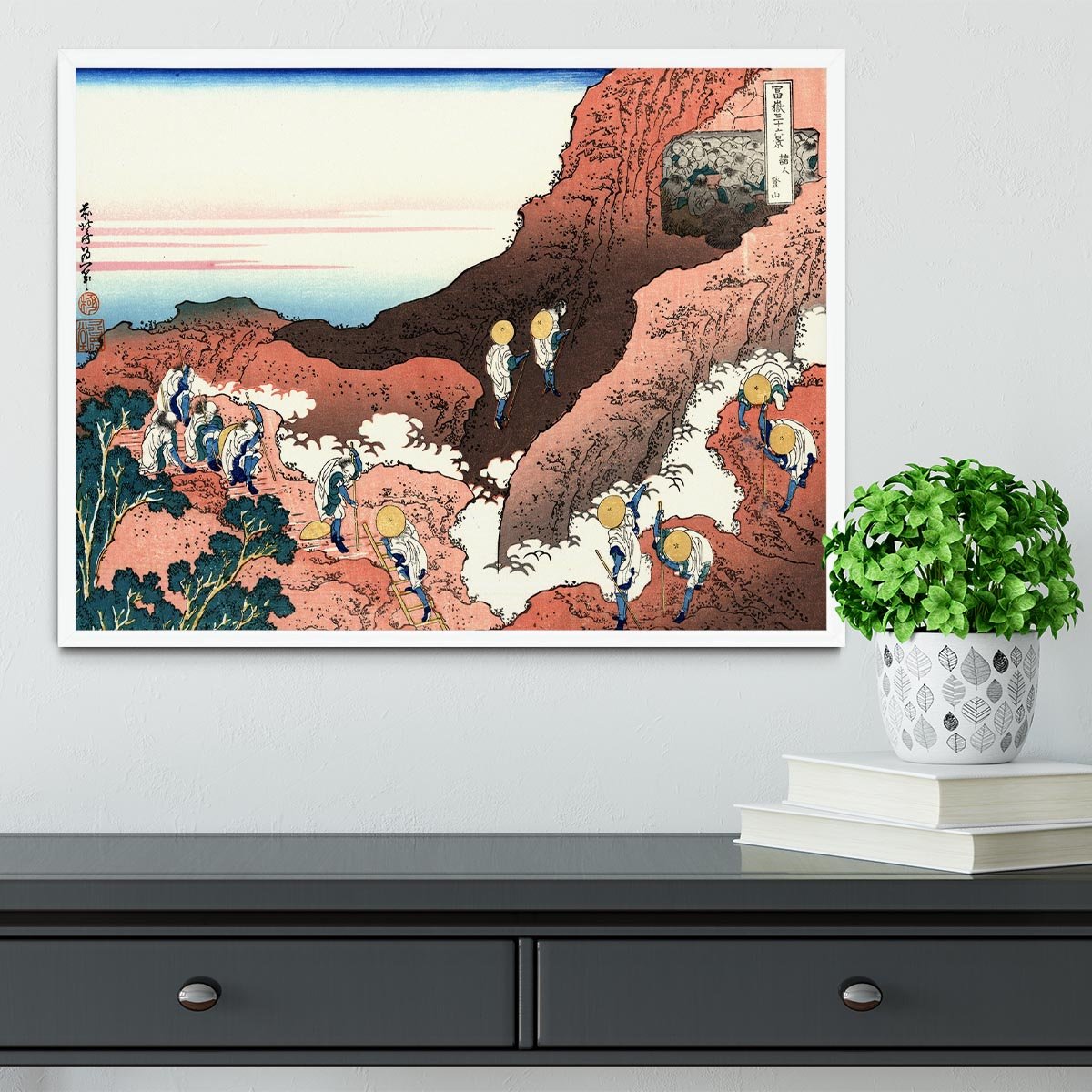Climbing on Mt. Fuji by Hokusai Framed Print - Canvas Art Rocks -6