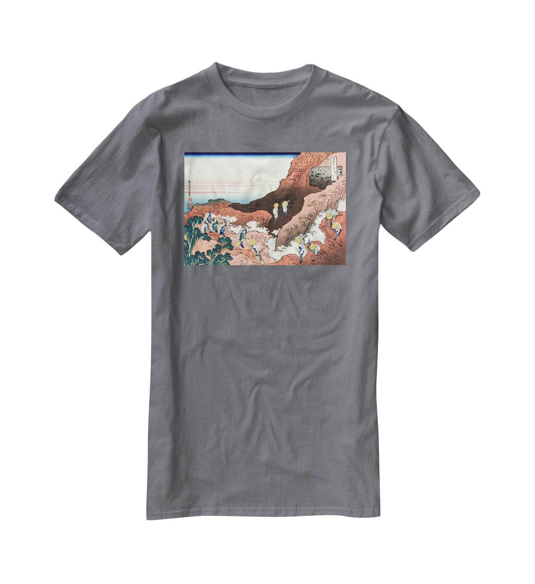 Climbing on Mt. Fuji by Hokusai T-Shirt - Canvas Art Rocks - 3