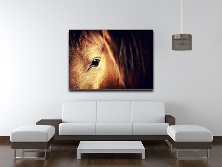 Close-up eye of Arabian bay horse on dark Canvas Print or Poster - Canvas Art Rocks - 4