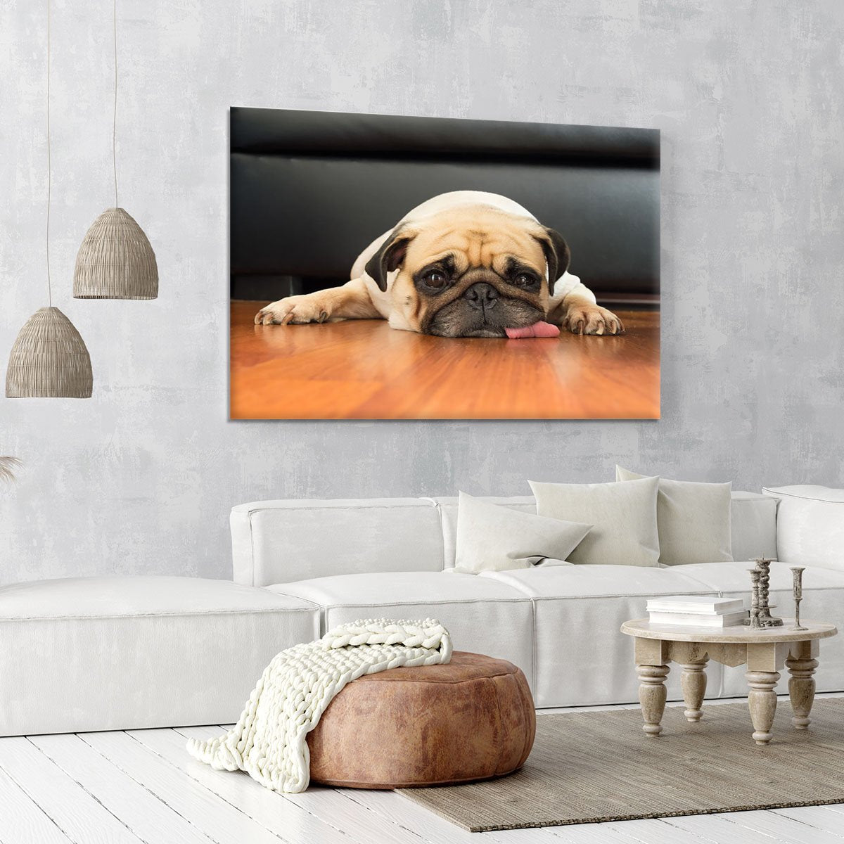 Close-up face of Cute pug Canvas Print or Poster