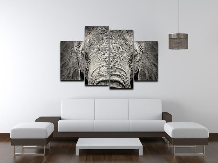 Close-up of African Elephant 4 Split Panel Canvas - Canvas Art Rocks - 3