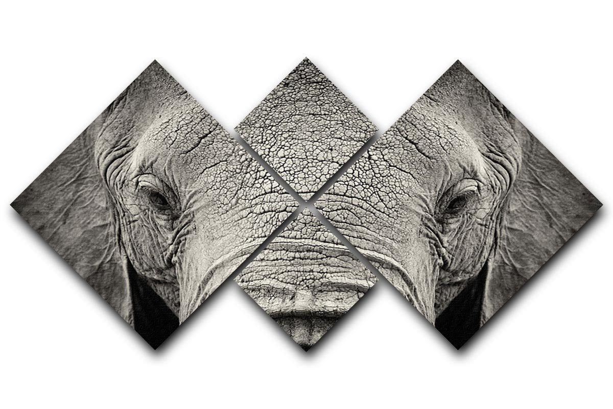 Close-up of African Elephant 4 Square Multi Panel Canvas - Canvas Art Rocks - 1
