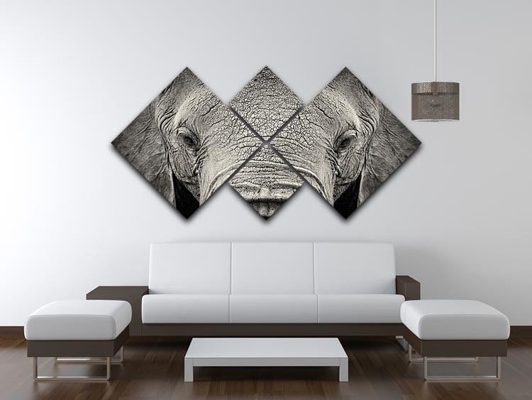 Close-up of African Elephant 4 Square Multi Panel Canvas - Canvas Art Rocks - 3