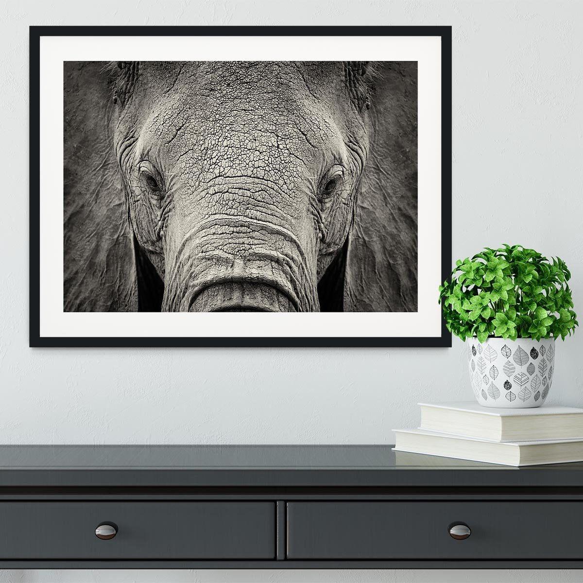 Close-up of African Elephant Framed Print - Canvas Art Rocks - 1