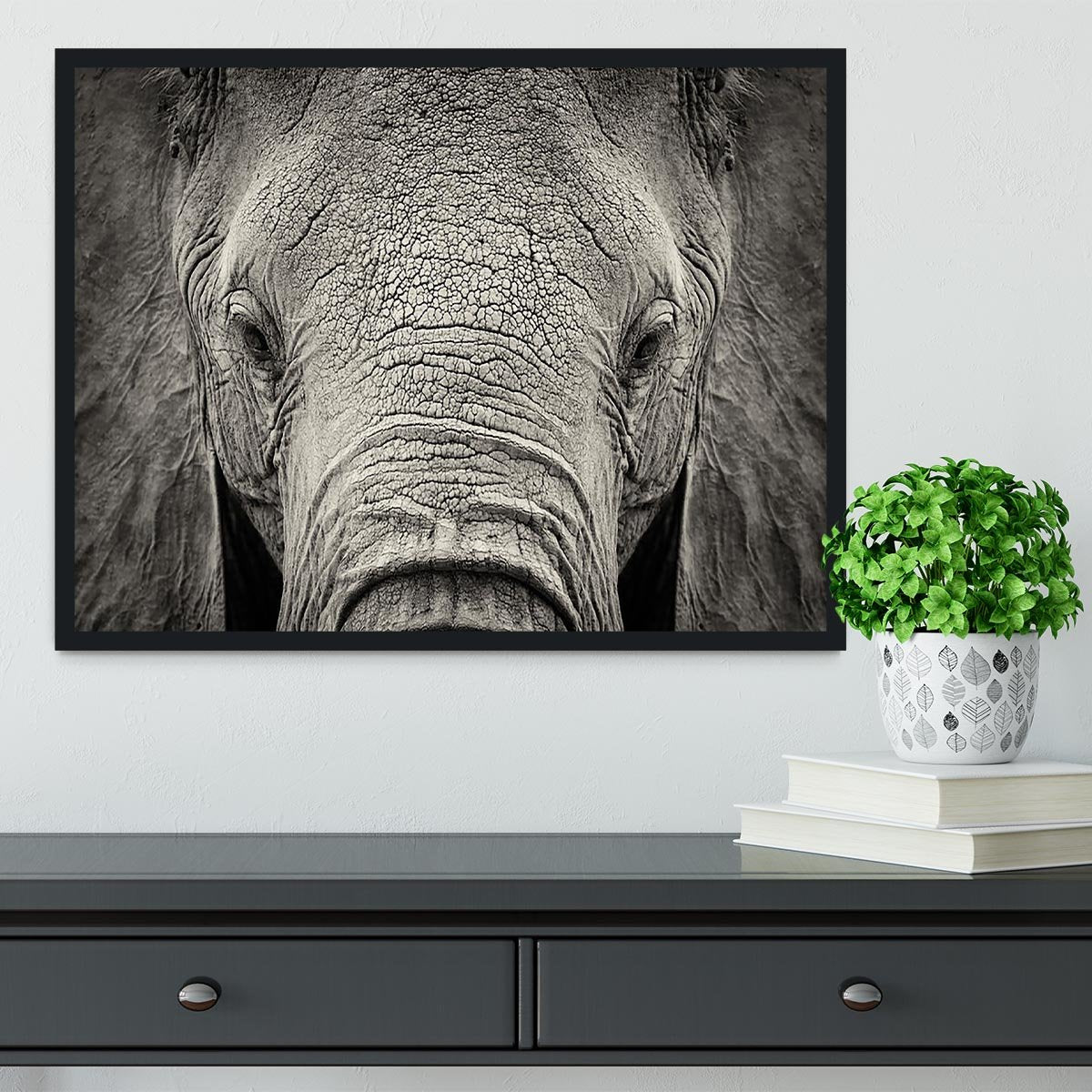 Close-up of African Elephant Framed Print - Canvas Art Rocks - 2