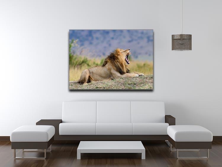 Close lion in National park of Kenya Canvas Print or Poster - Canvas Art Rocks - 4