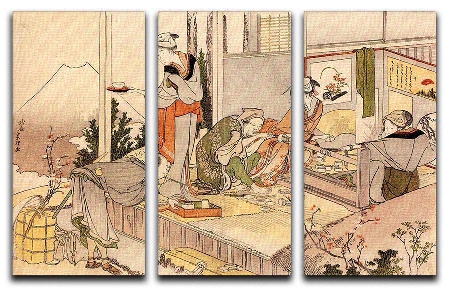 Close to mount Fuji by Hokusai 3 Split Panel Canvas Print - Canvas Art Rocks - 1