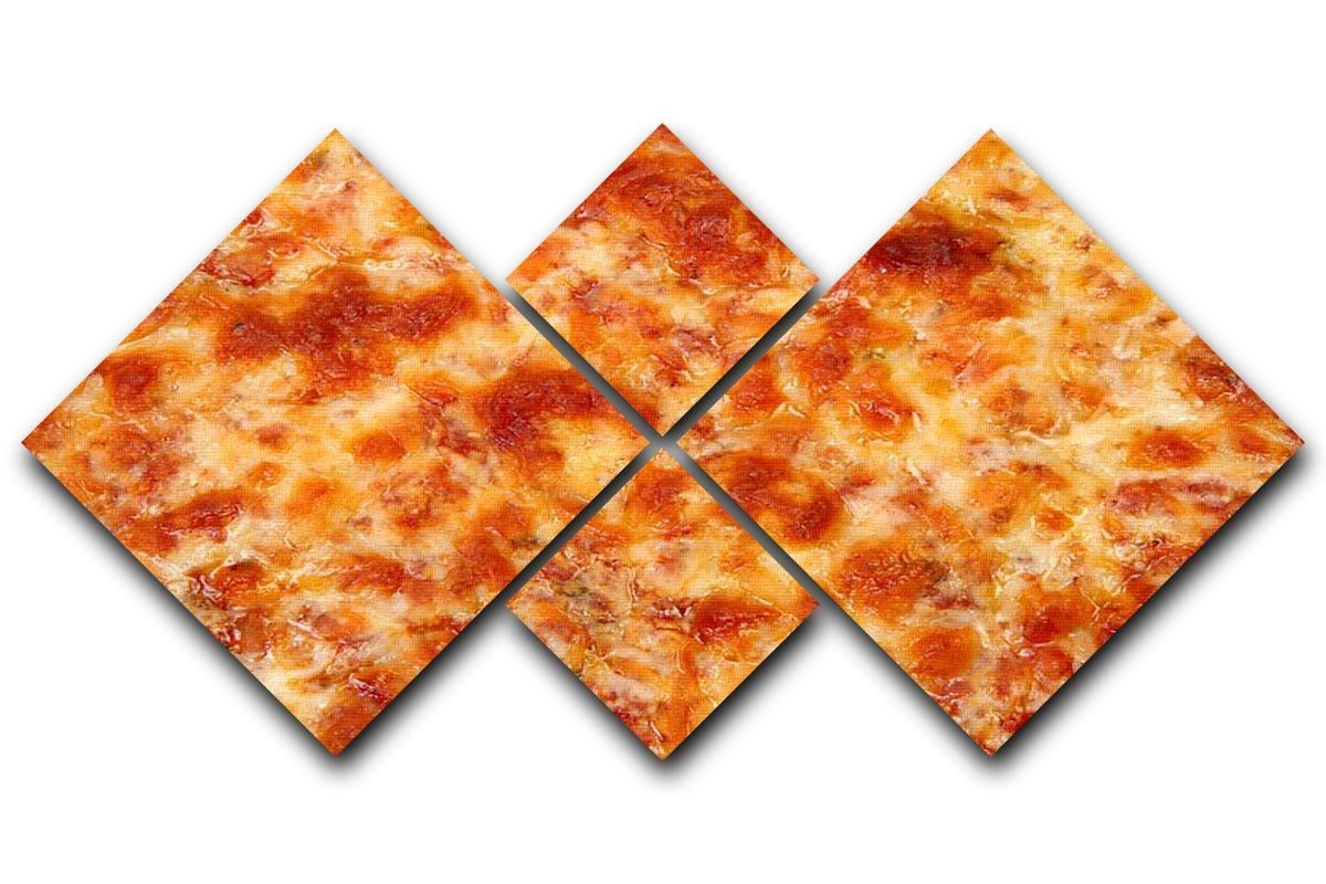 Close up of Cheese Bread Pizza 4 Square Multi Panel Canvas  - Canvas Art Rocks - 1