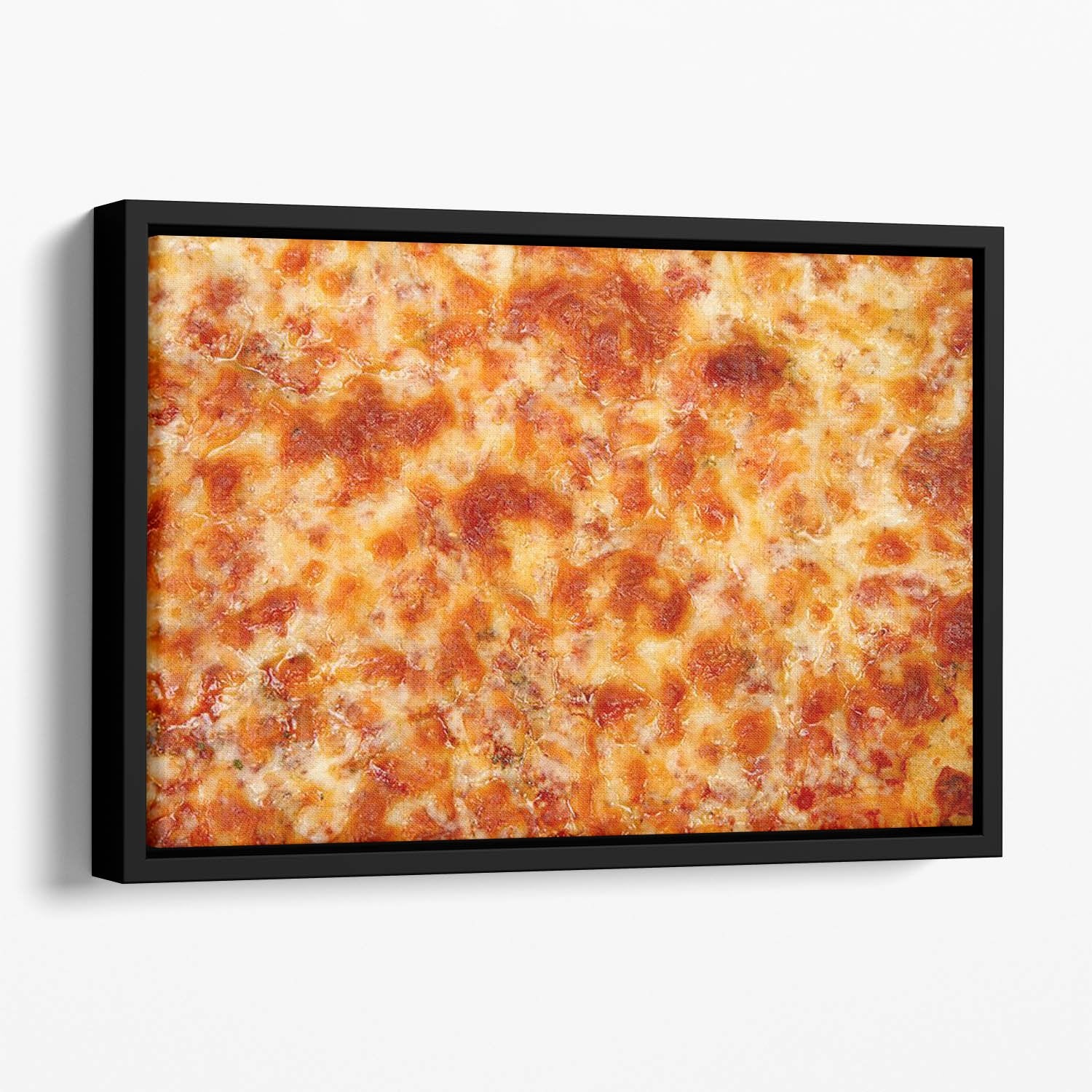 Close up of Cheese Bread Pizza Floating Framed Canvas