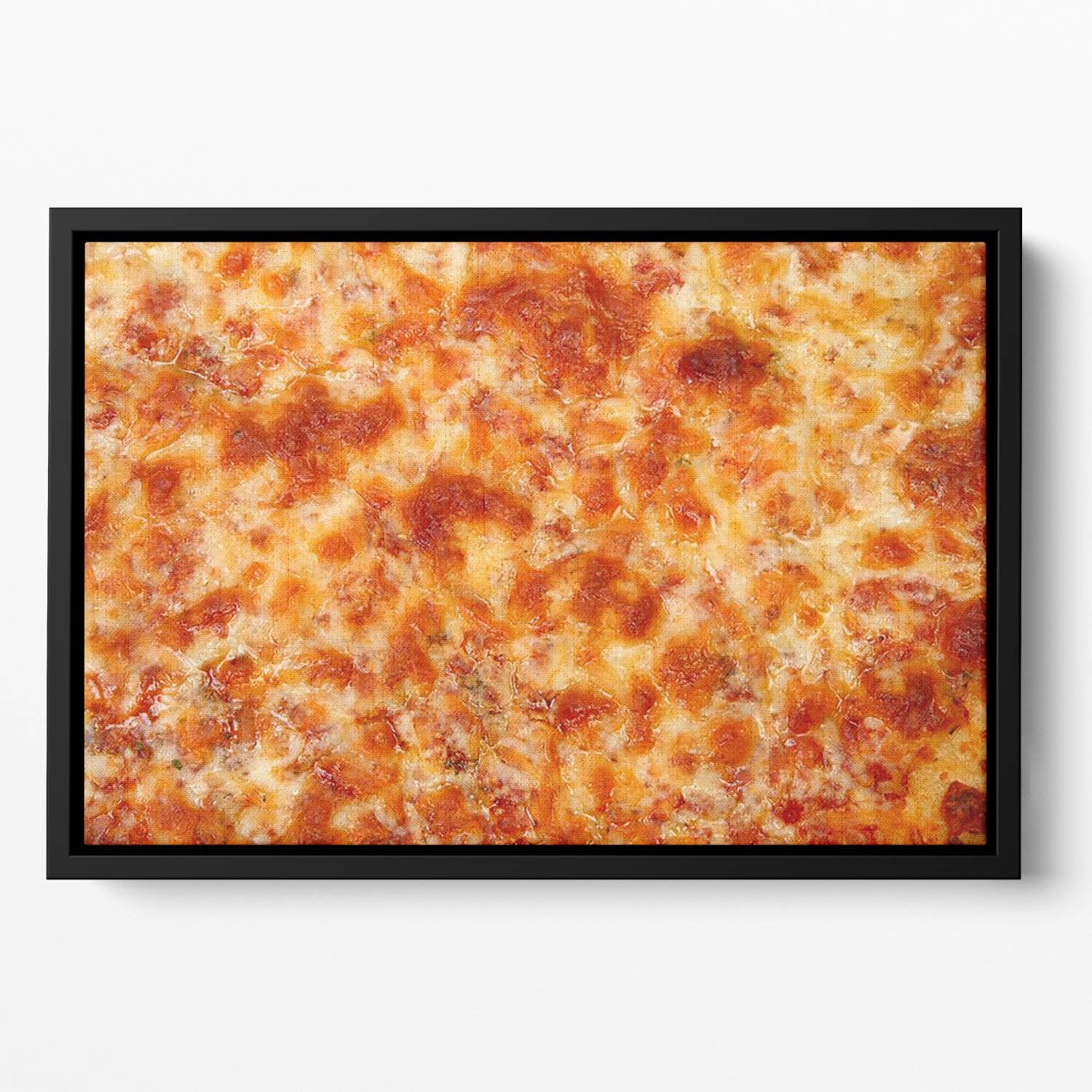 Close up of Cheese Bread Pizza Floating Framed Canvas