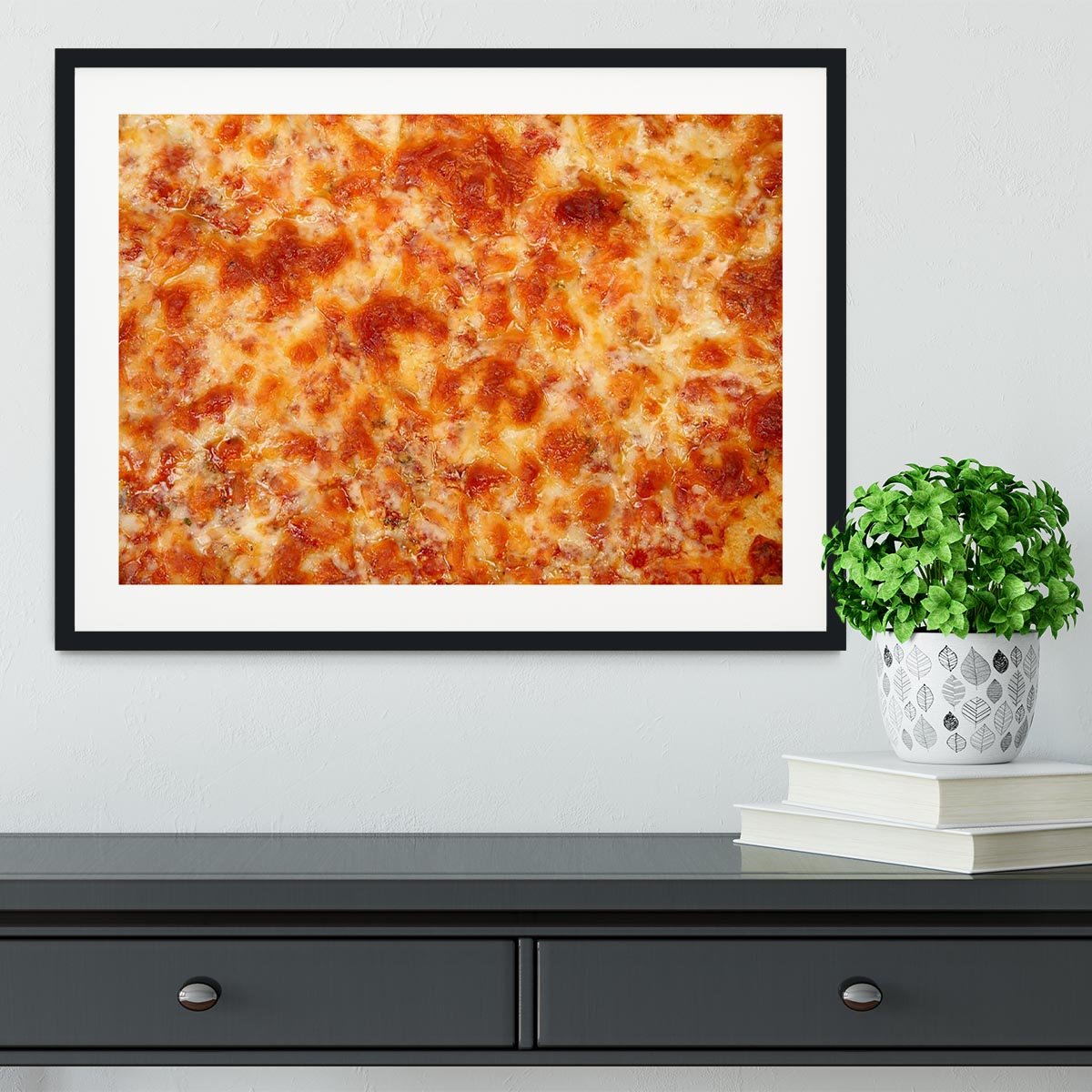 Close up of Cheese Bread Pizza Framed Print - Canvas Art Rocks - 1