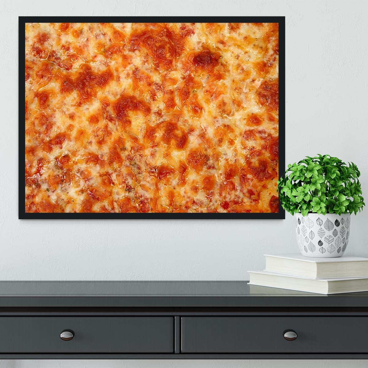 Close up of Cheese Bread Pizza Framed Print - Canvas Art Rocks - 2