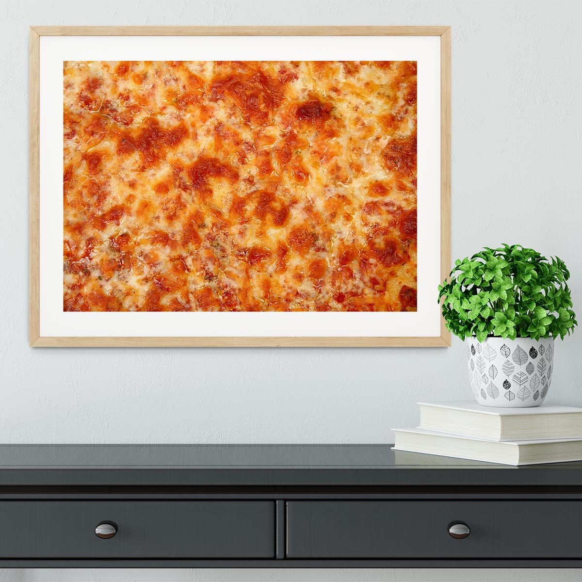 Close up of Cheese Bread Pizza Framed Print - Canvas Art Rocks - 3