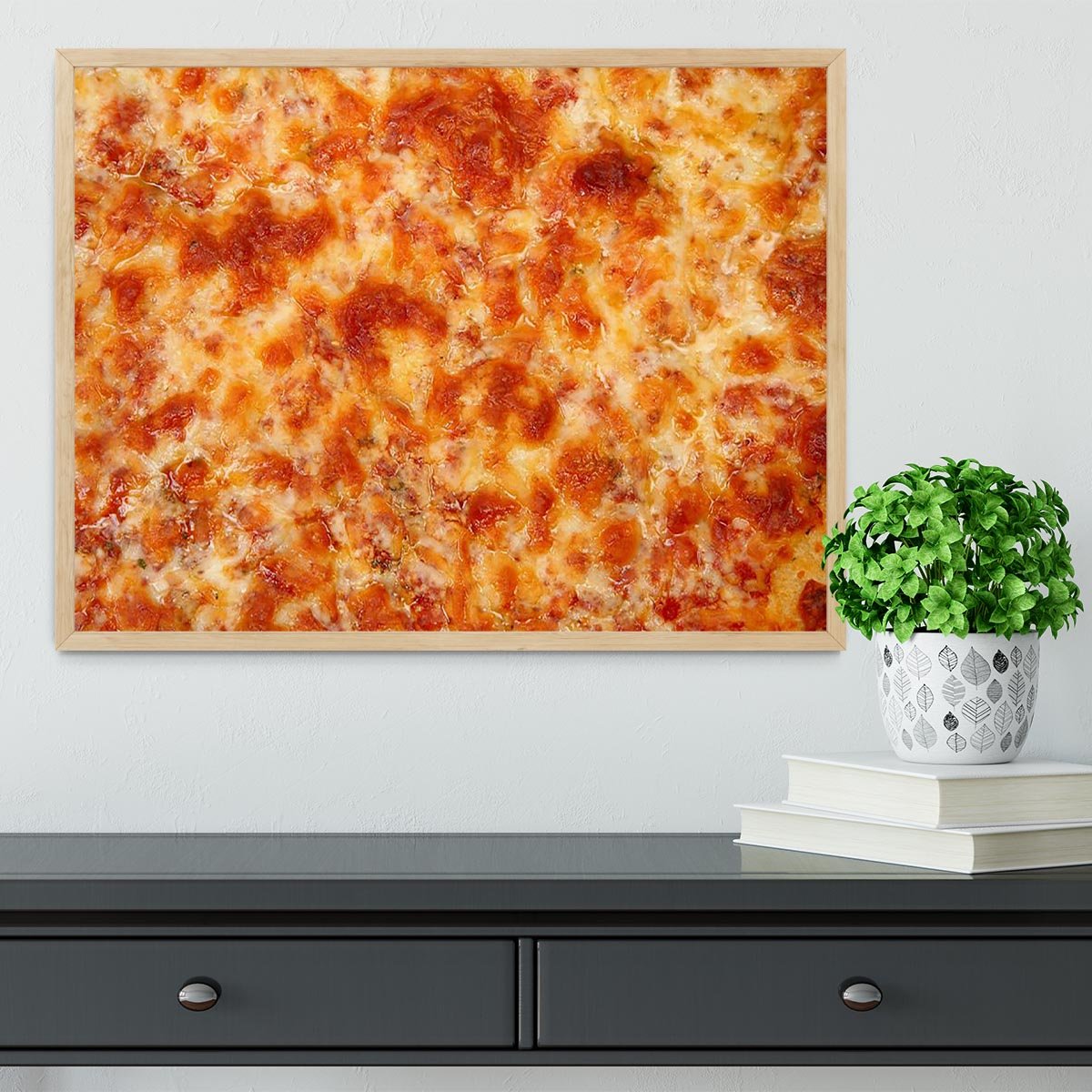 Close up of Cheese Bread Pizza Framed Print - Canvas Art Rocks - 4