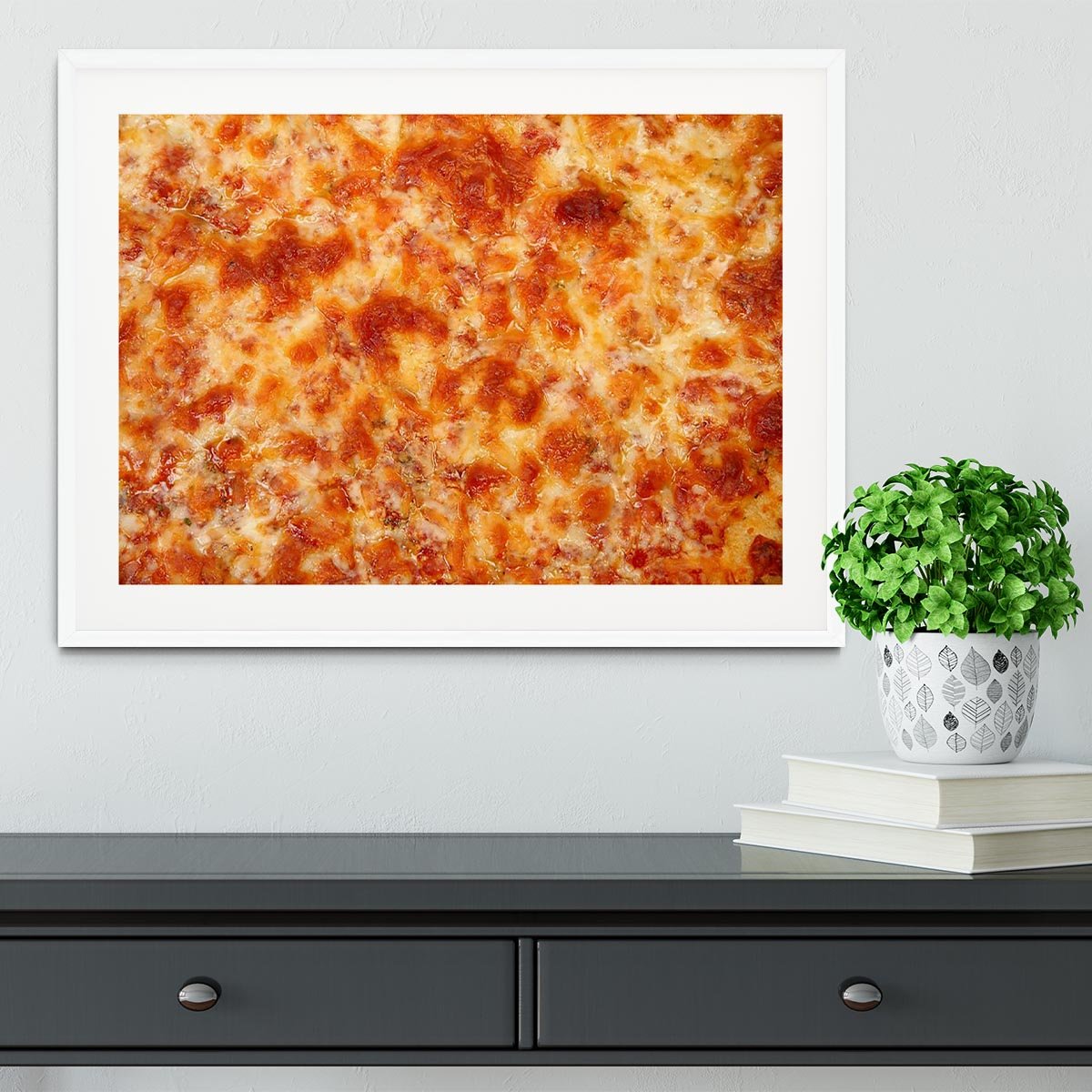 Close up of Cheese Bread Pizza Framed Print - Canvas Art Rocks - 5