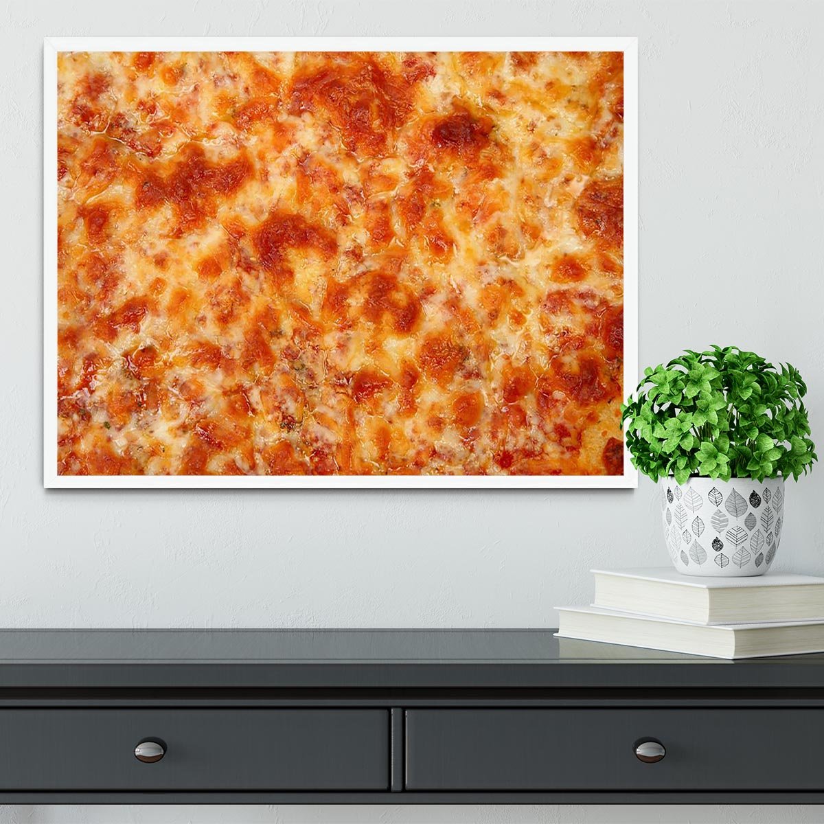 Close up of Cheese Bread Pizza Framed Print - Canvas Art Rocks -6