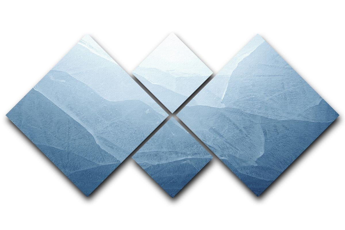 Closeup of blue ice background 4 Square Multi Panel Canvas  - Canvas Art Rocks - 1
