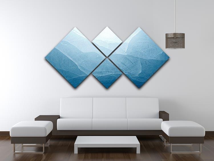 Closeup of blue ice background 4 Square Multi Panel Canvas  - Canvas Art Rocks - 3