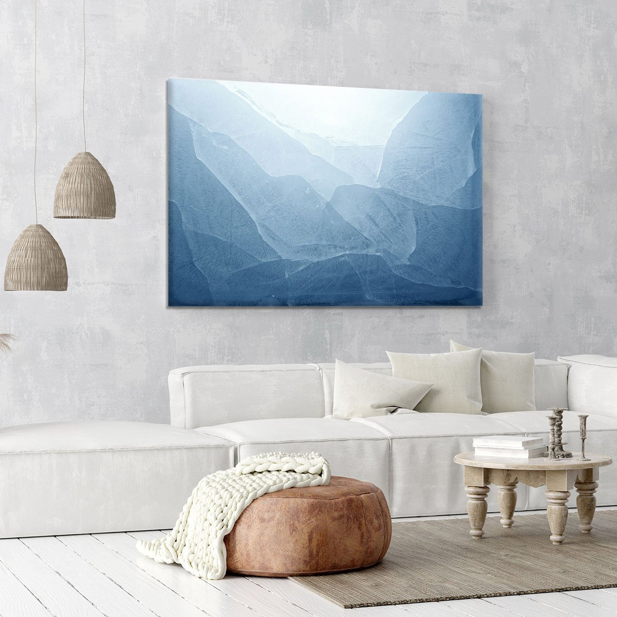 Closeup of blue ice background Canvas Print or Poster