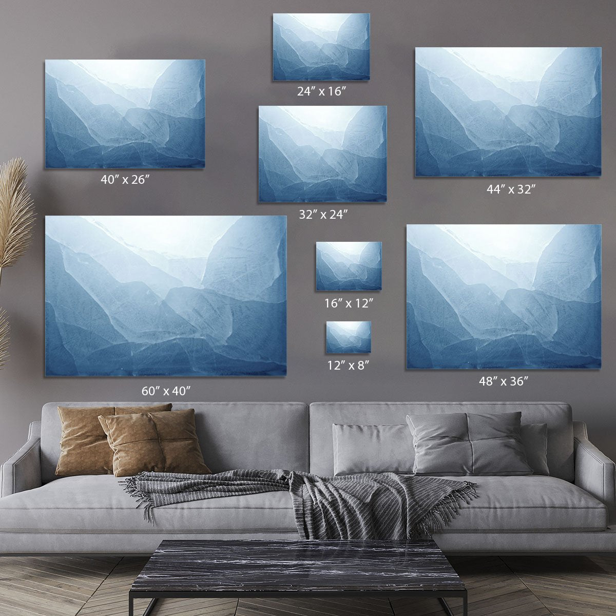 Closeup of blue ice background Canvas Print or Poster