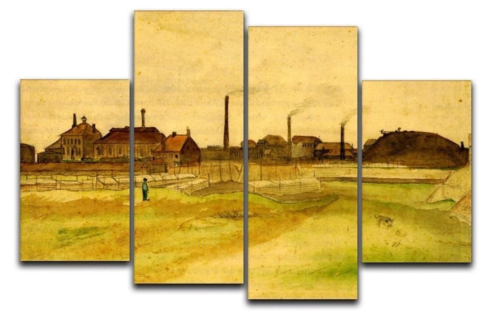 Coalmine in the Borinage by Van Gogh 4 Split Panel Canvas  - Canvas Art Rocks - 1