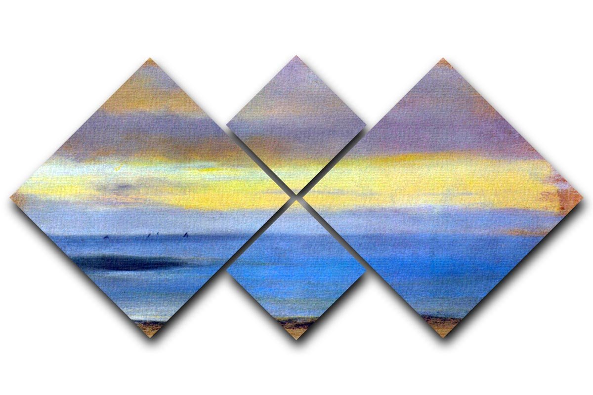 Coastal strip at sunset by Degas 4 Square Multi Panel Canvas - Canvas Art Rocks - 1