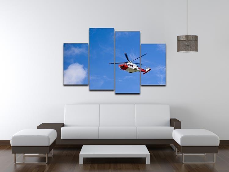Coastguard helicopter in the blue sky 4 Split Panel Canvas  - Canvas Art Rocks - 3