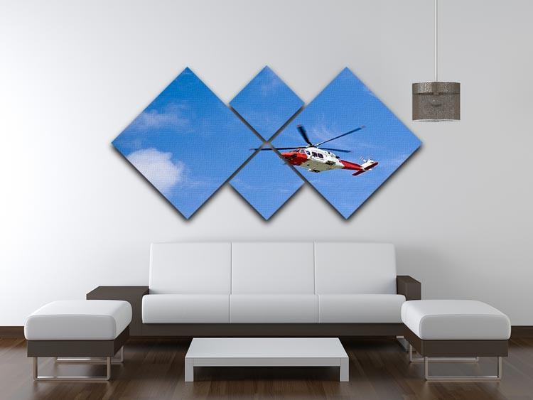 Coastguard helicopter in the blue sky 4 Square Multi Panel Canvas  - Canvas Art Rocks - 3