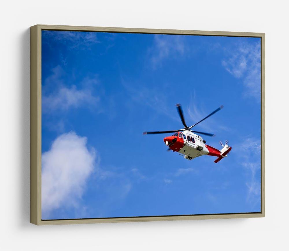Coastguard helicopter in the blue sky HD Metal Print
