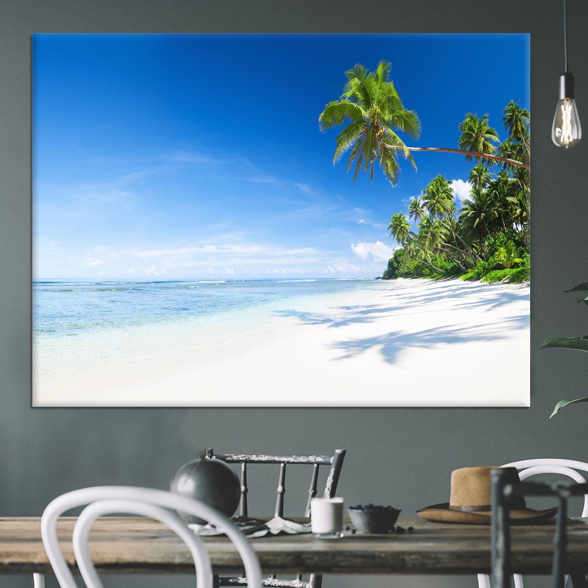Coastline and Palm Tree Canvas Print or Poster