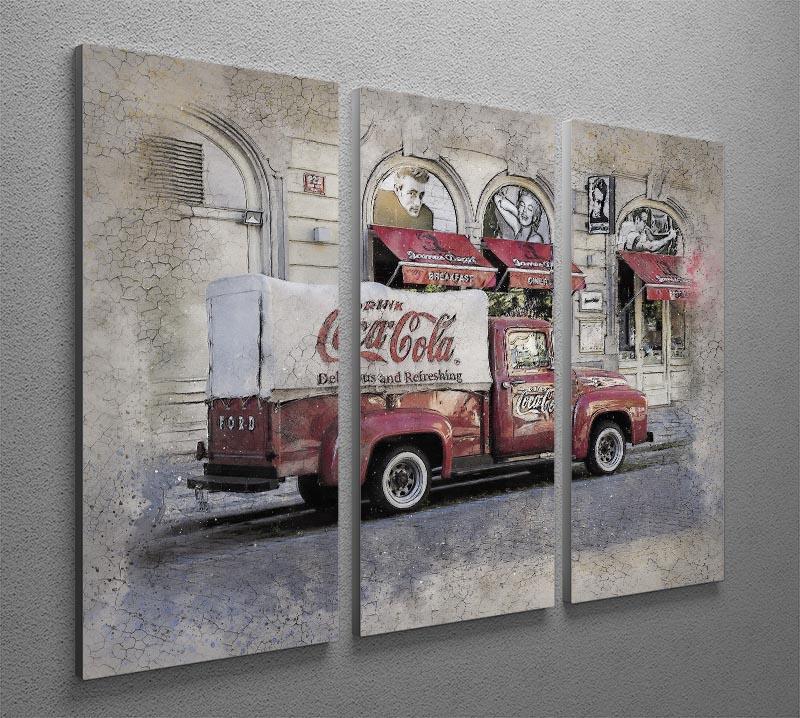 Coca Cola Van Painting 3 Split Panel Canvas Print - Canvas Art Rocks - 2