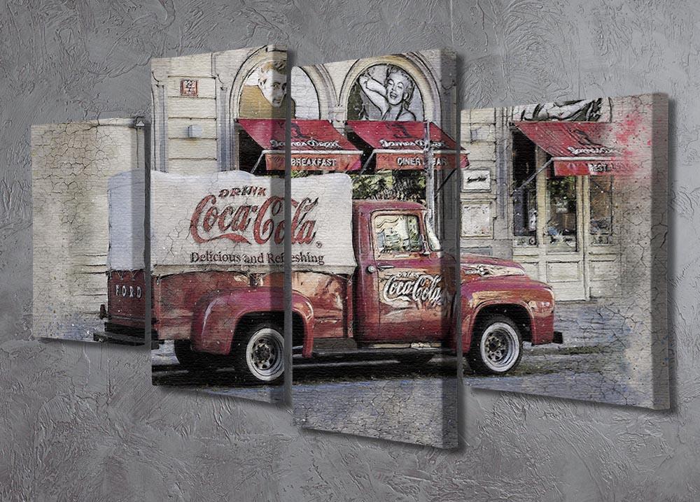 Coca Cola Van Painting 4 Split Panel Canvas - Canvas Art Rocks - 2