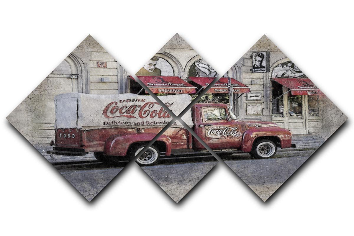 Coca Cola Van Painting 4 Square Multi Panel Canvas  - Canvas Art Rocks - 1