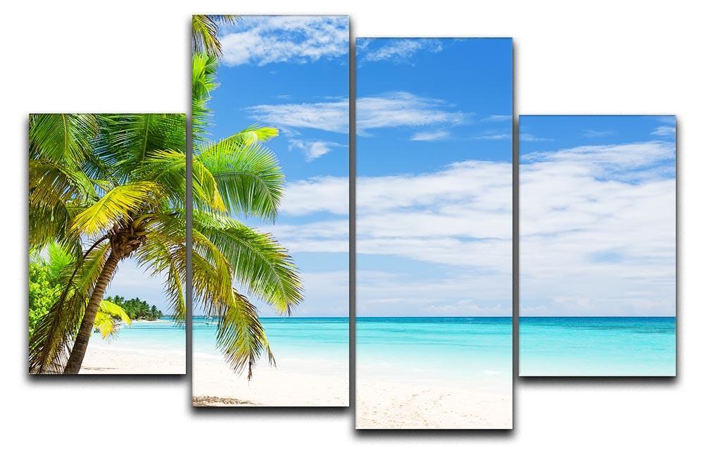 Coconut Palm trees on white sandy beach 4 Split Panel Canvas - Canvas Art Rocks - 1