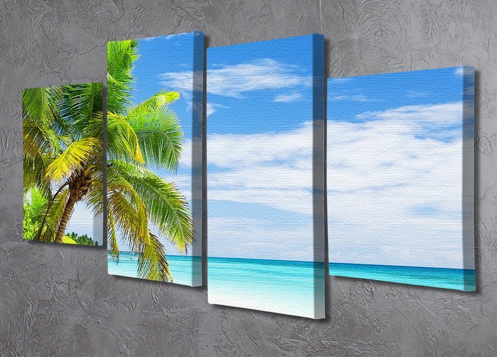 Coconut Palm trees on white sandy beach 4 Split Panel Canvas - Canvas Art Rocks - 2