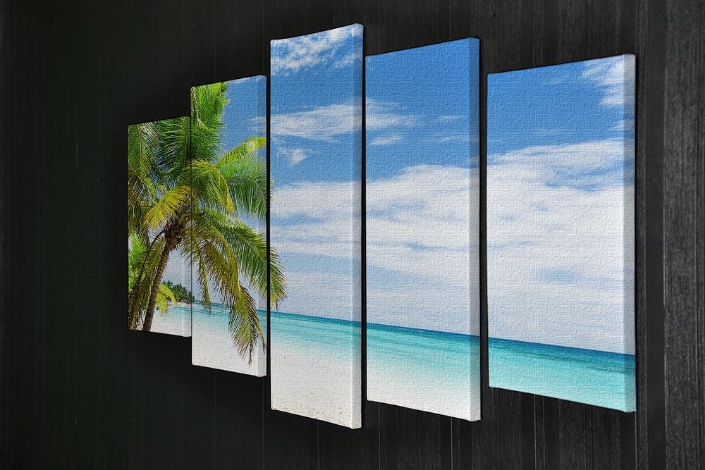 Coconut Palm trees on white sandy beach 5 Split Panel Canvas - Canvas Art Rocks - 2