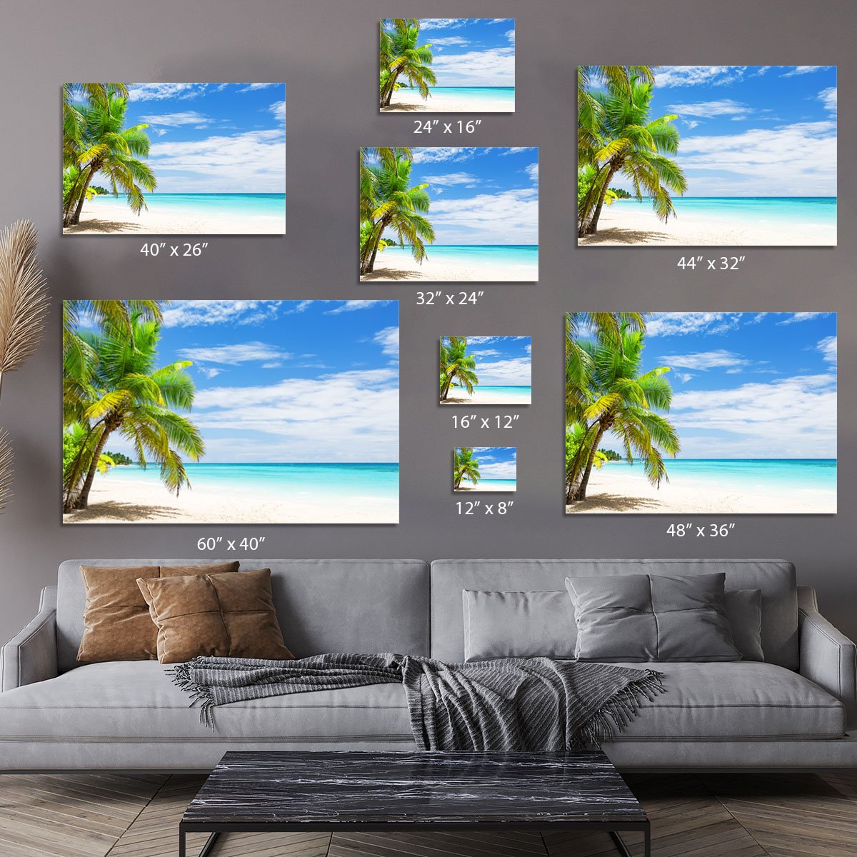 Coconut Palm trees on white sandy beach Canvas Print or Poster