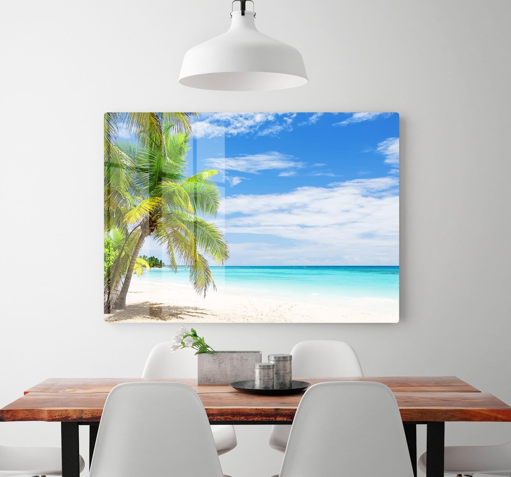 Coconut Palm trees on white sandy beach HD Metal Print - Canvas Art Rocks - 2