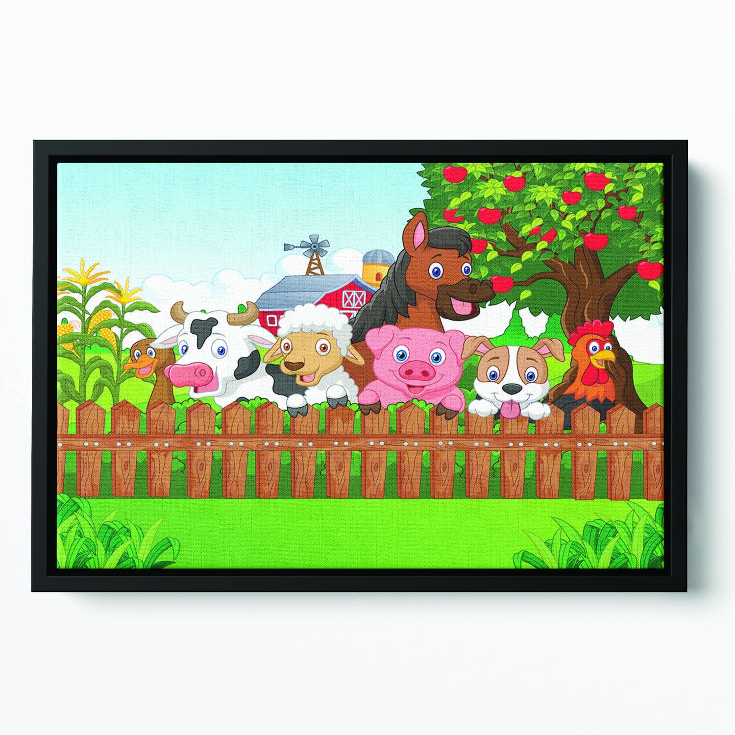 Collection farm animals Floating Framed Canvas