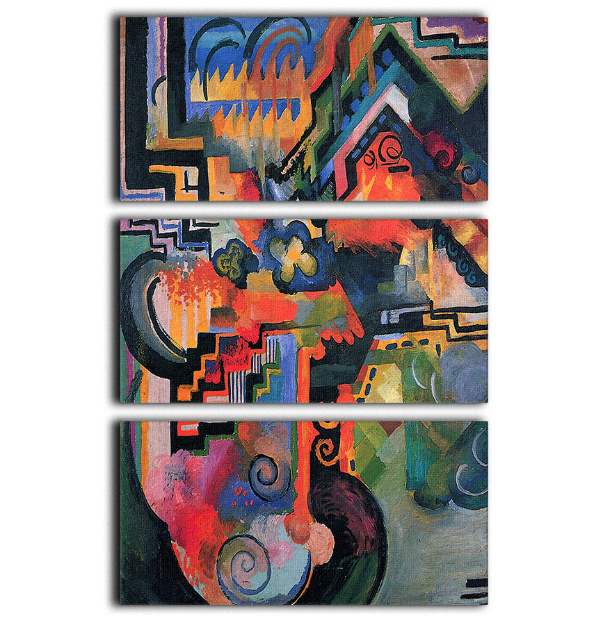Colored composition Hommage o Sebastin Johann Bach by Macke 3 Split Panel Canvas Print - Canvas Art Rocks - 1
