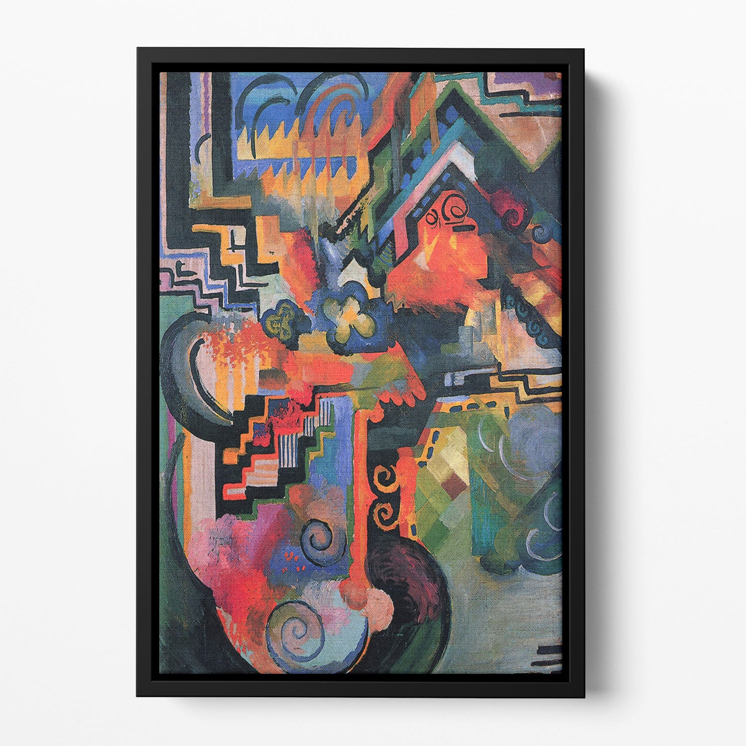 Colored composition Hommage o Sebastin Johann Bach by Macke Floating Framed Canvas - Canvas Art Rocks - 2